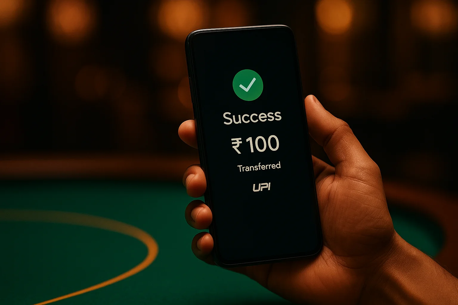 Instant UPI deposit of 100 rupees for online live casino gaming with zero transaction fees